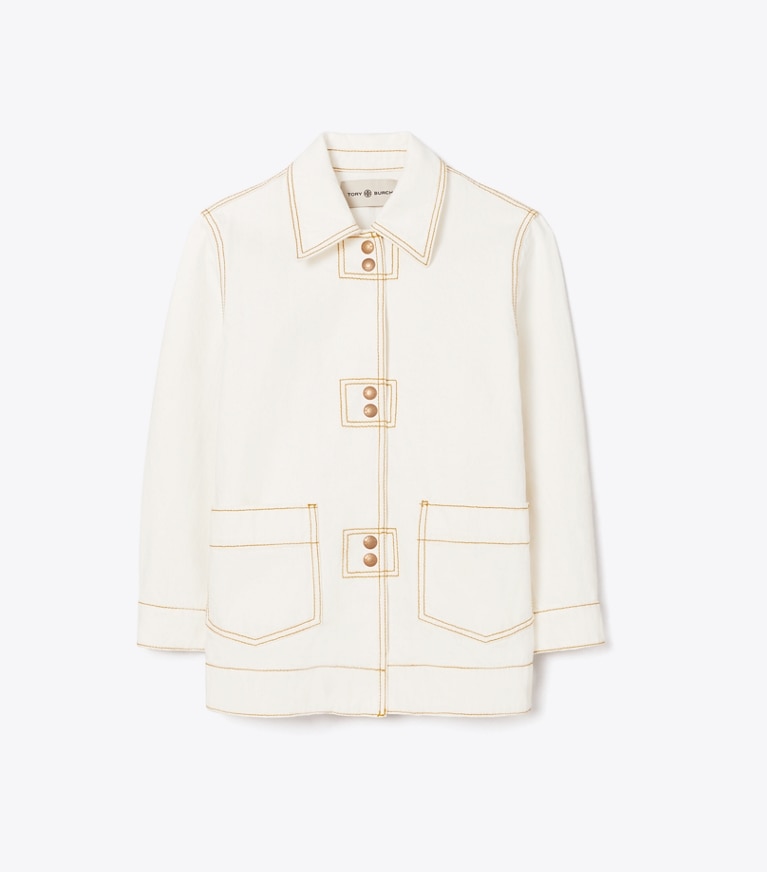 Tory Burch designer jacken Hemdjacke aus Denim in White Wash front