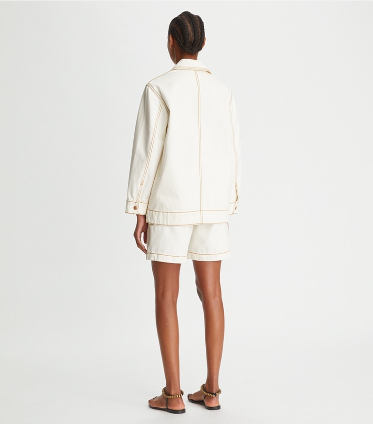 Tory Burch designer jacken Hemdjacke aus Denim in White Wash front