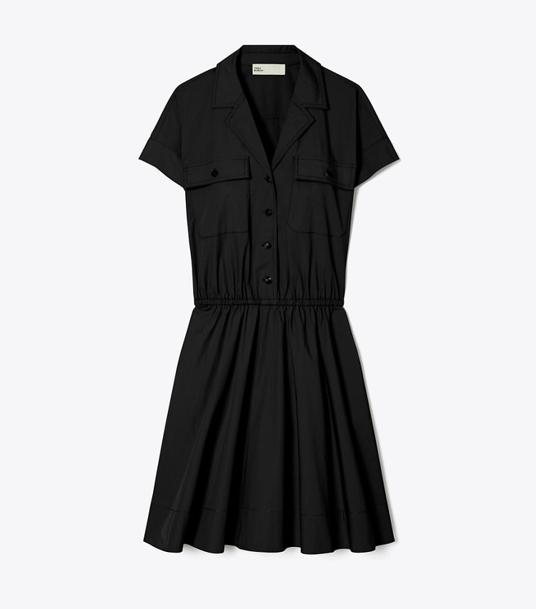 Tory Burch designer kleider Hemdkleid aus Baumwollpopeline in Black front