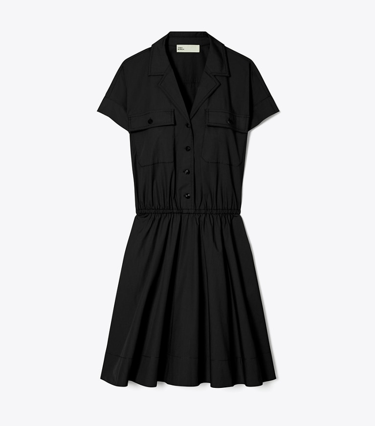 Tory Burch designer kleider Hemdkleid aus Baumwollpopeline in Black front