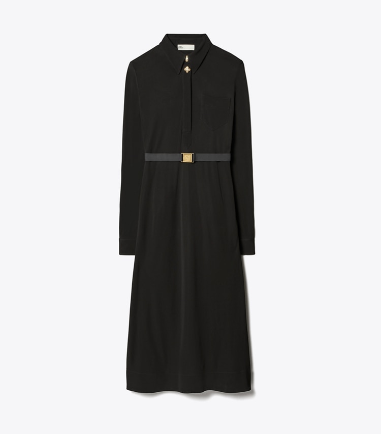 Tory Burch designer kleider Hemdkleid aus Jersey mit Gürtel in Black front