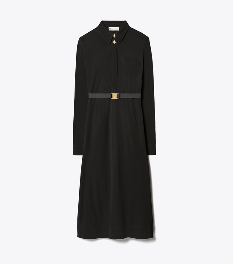 Tory Burch designer kleider Hemdkleid aus Jersey mit Gürtel in Black front