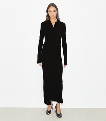 Tory Burch designer kleider Hemdkleid aus Jersey in Black modell von vorn