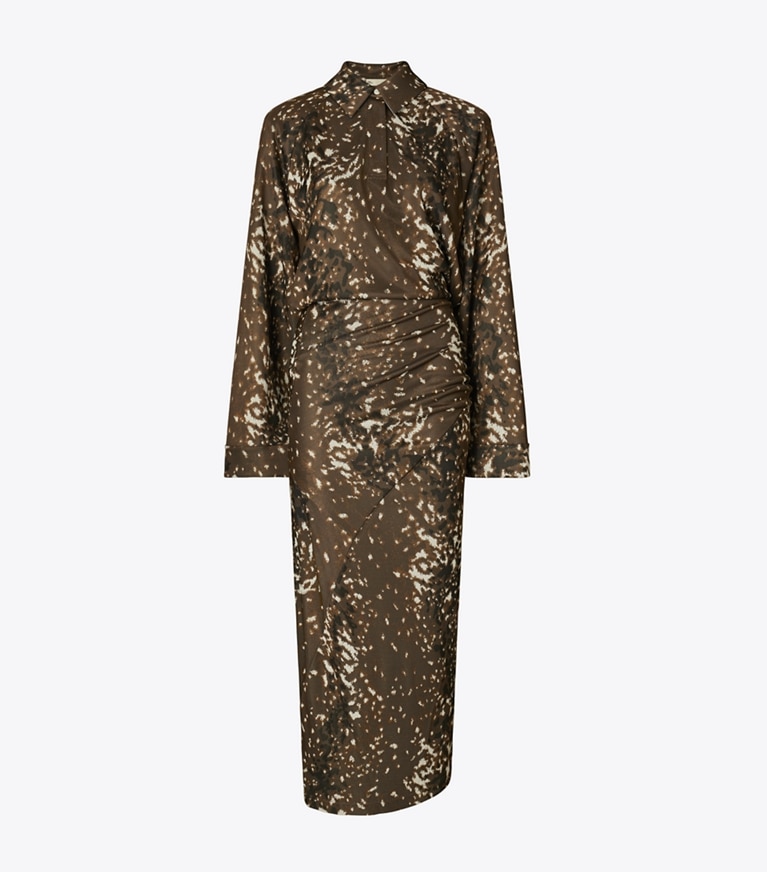 Tory Burch designer kleider Hemdkleid aus Viskose in Chocolate Brown Fawn front