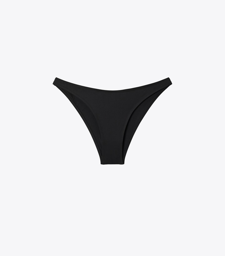 Tory Burch designer deux pieces High-Cut Bikini Bottom in Black front