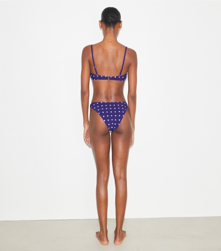 Tory Burch designer two pieces High-Cut Bikini Bottom in Ballpoint Ink Nothing Ditsy front
