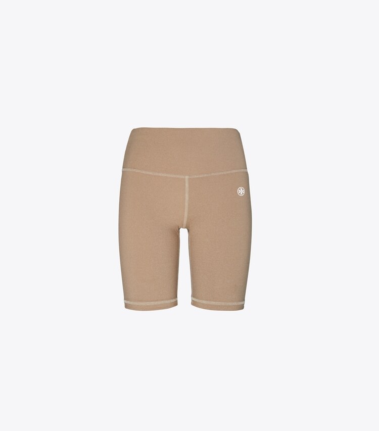 Tory Sport designer bottoms High-Rise Compression Mélange Bike Short in Natural Heather front