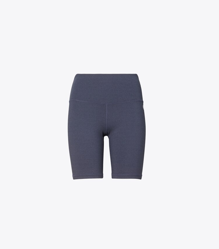 Tory Sport designer bottoms High-Rise Compression Mélange Bike Short in Tory Navy Heather front