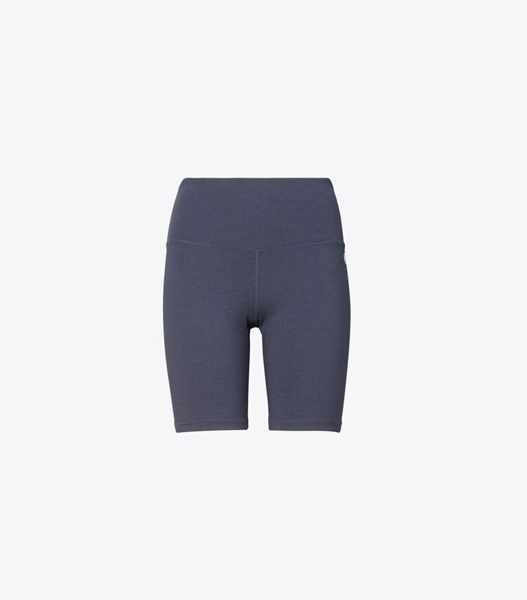 Tory Sport designer bottoms High-Rise Compression Mélange Bike Short in Tory Navy Heather front