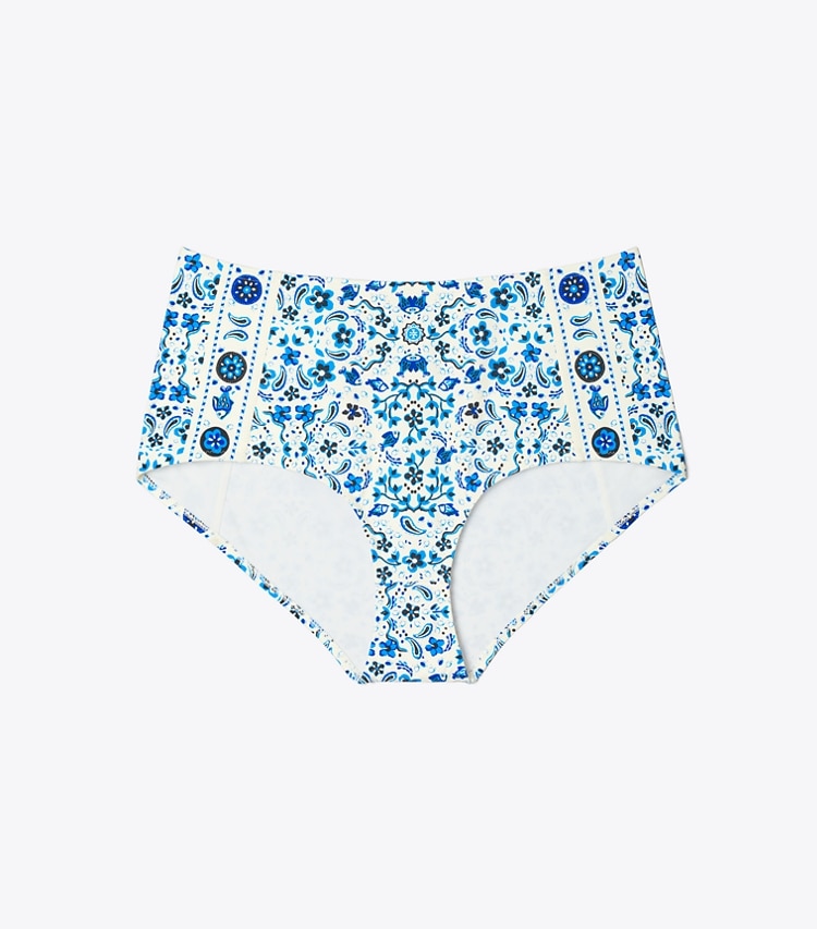Tory Burch designer two pieces High-Waisted Bikini Bottom in Pale Blue Pisces Dream front