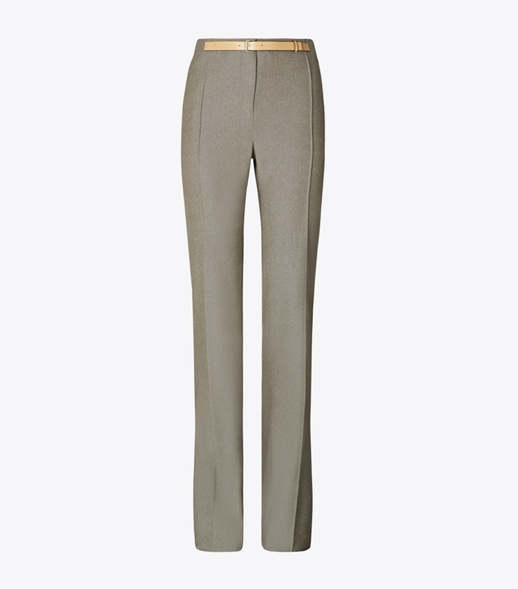 Tory Burch designer bottoms High-Waisted Wool Pants in Mountain Ash Ground/Marshmallow Fleck front