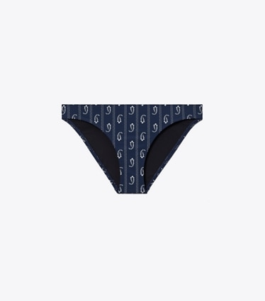 Tory Burch designer two pieces Hipster Bikini Bottom in Blue Paisley front