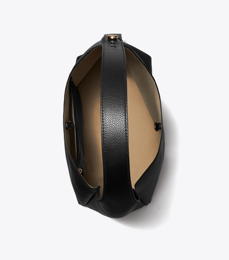 Tory Burch designer hobo bags Hobo Bag in Black angle