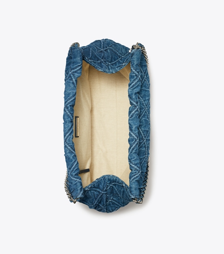 Tory Burch designer borse hobo Hobo Fleming in morbido denim in Denim angle
