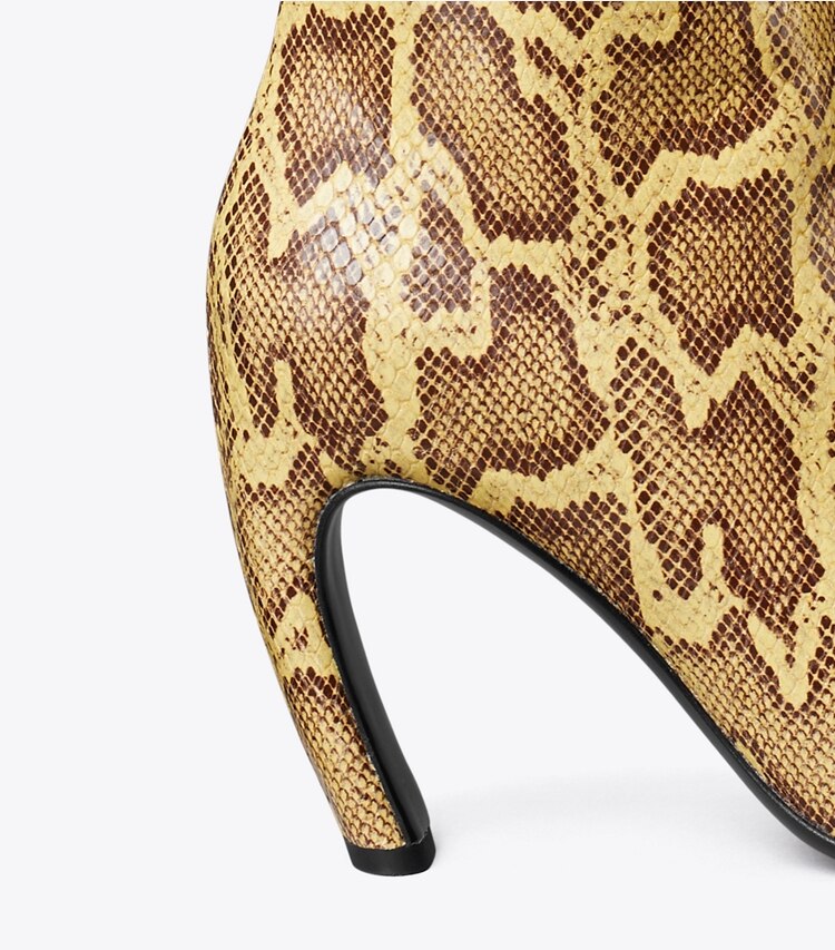 Tory Burch designer stiefel Hoher Stiefel aus Leder mit Schlangenhautprägung in MIMOSA detail