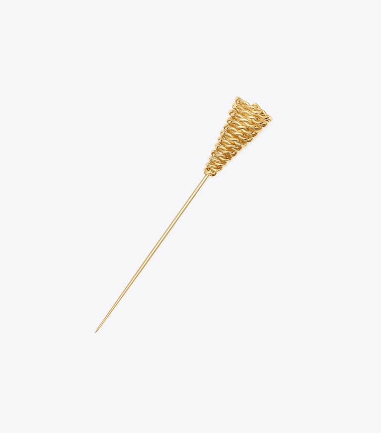 Tory Burch designer hair pins Honeycomb Pin in Light Brass front