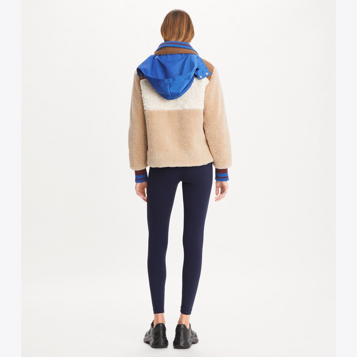 Hooded Colorblock Fleece Jacket Women s Clothing Coats Tory Burch UK