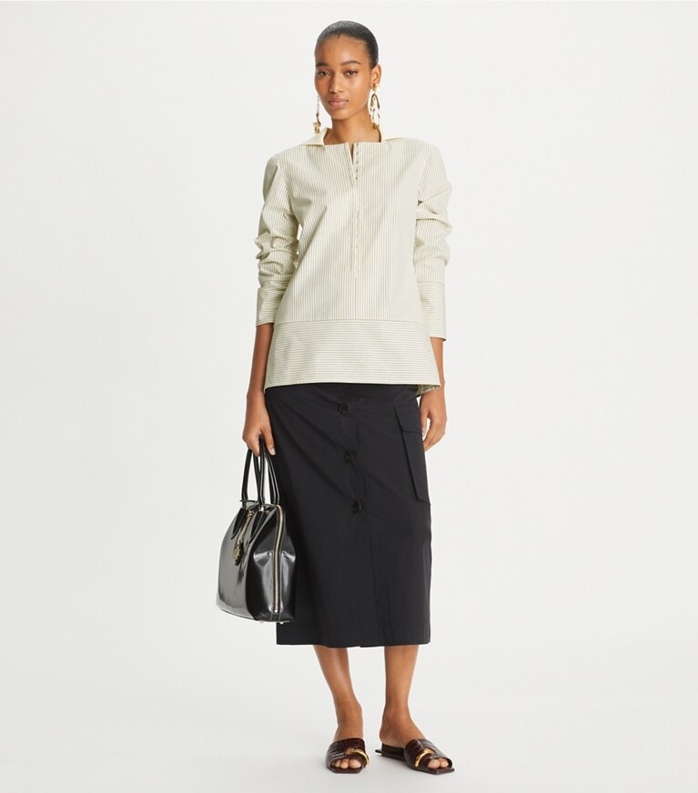 Hook-And-Eye Cotton Poplin Tunic: Women's Designer Tops | Tory Burch