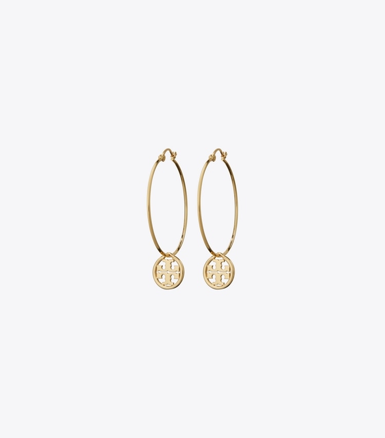 Tory Burch designer earrings Hoop Earring in Tory Gold front
