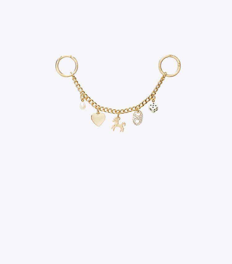 Tory Burch designer バッグチャーム＆キーリング ホース チェーン バッグチャーム in GOLD / MULTI front