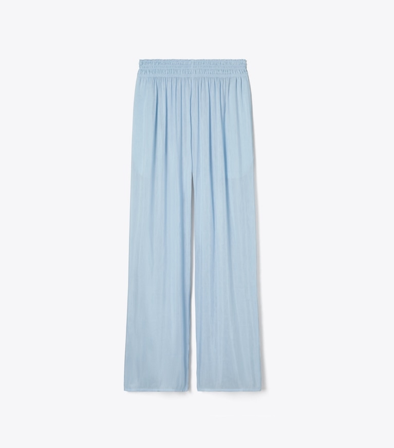 Tory Burch designer strandmode Hose aus Seide und Leinen in Frozen Sky front