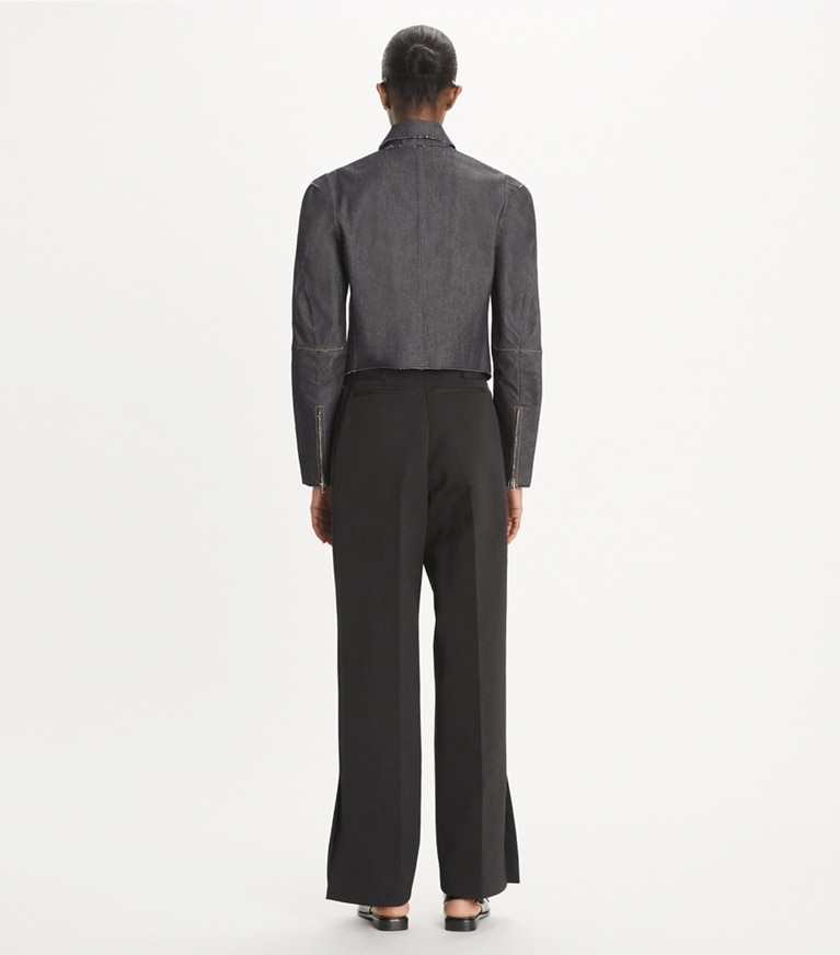 Tory Burch designer unterteile Hose aus Wolle und Baumwolle in Night Shadow front