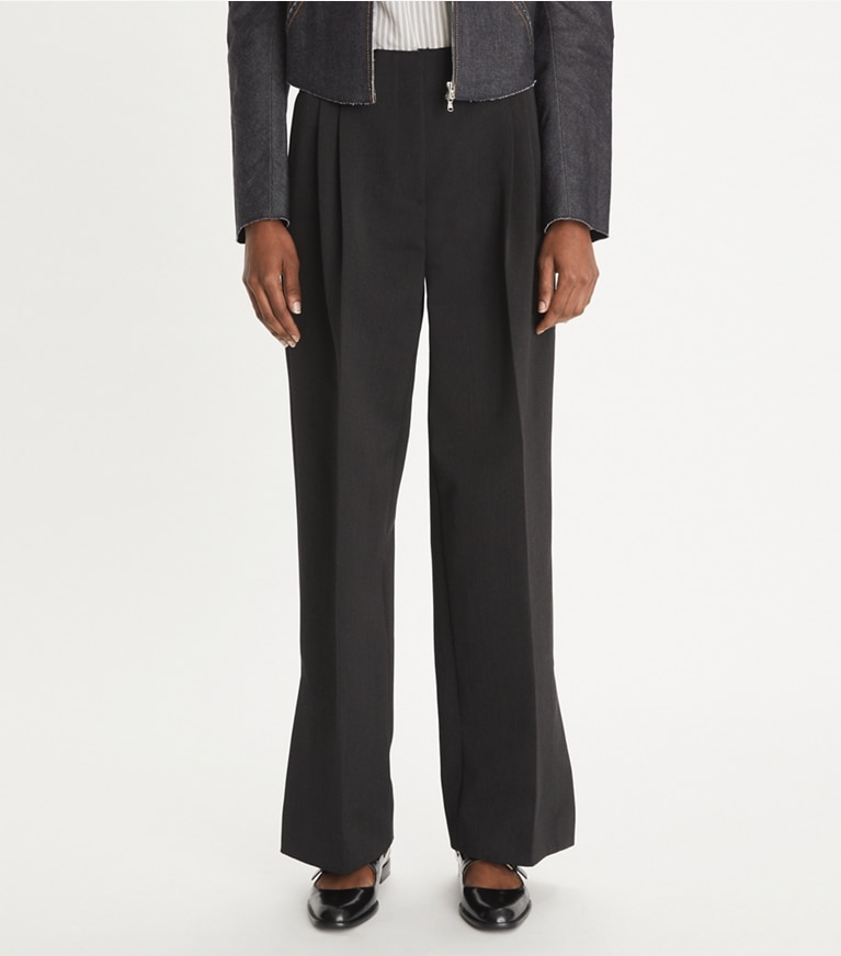 Tory Burch designer unterteile Hose aus Wolle und Baumwolle in Night Shadow front