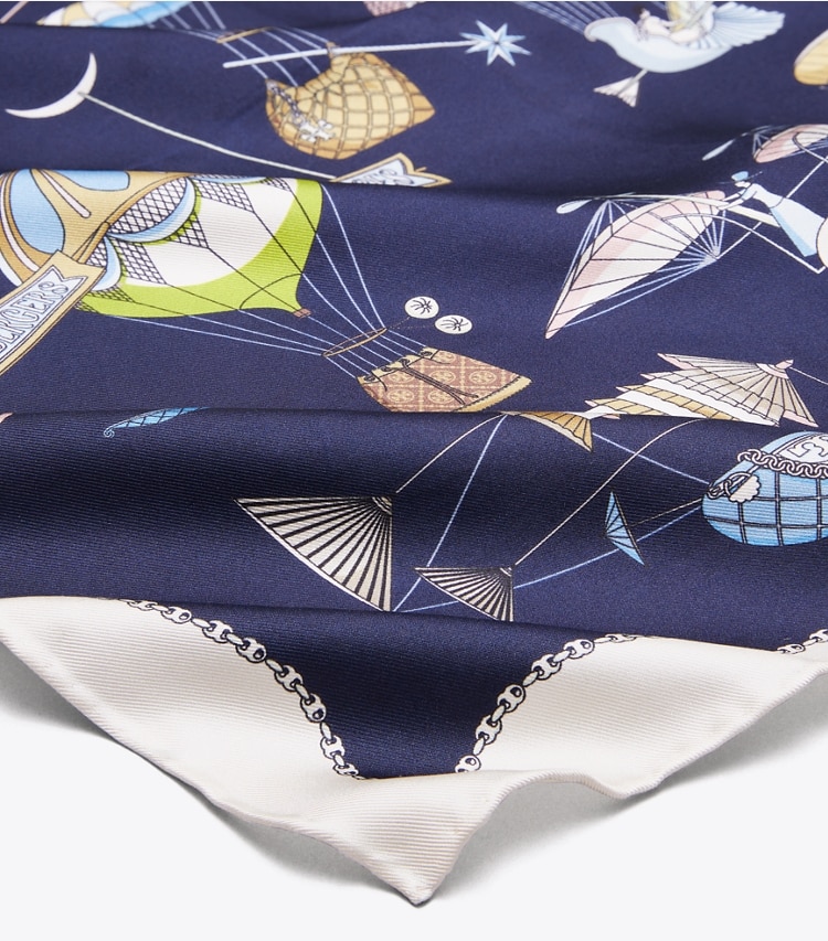 Tory Burch designer scarves Hot Air Balloon Neckerchief in Hot Air Balloon Neckerchief Navy detail
