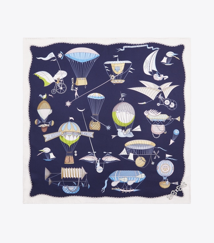 Tory Burch designer scarves Hot Air Balloon Neckerchief in Hot Air Balloon Neckerchief Navy overhead