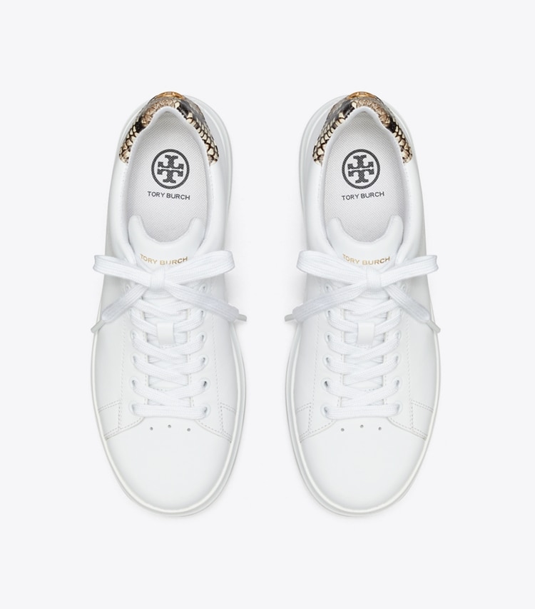 Tory Burch designer sneakers Howell Court Printed Sneaker in TITANIUM WHITE / WARM ROCCIA overhead
