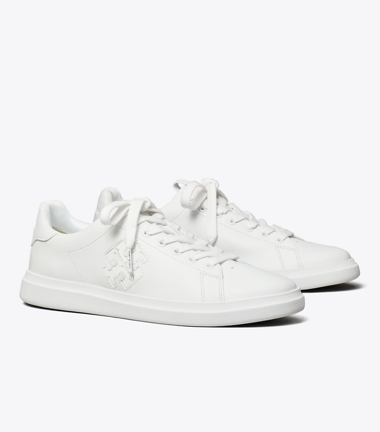 Tory Burch designer スニーカー ダブルT ハウエル コート in White / White angle