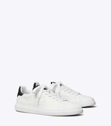 Tory Burch designer sneakers Howell Court Sneaker in WHITE / PERFECT NAVY angle