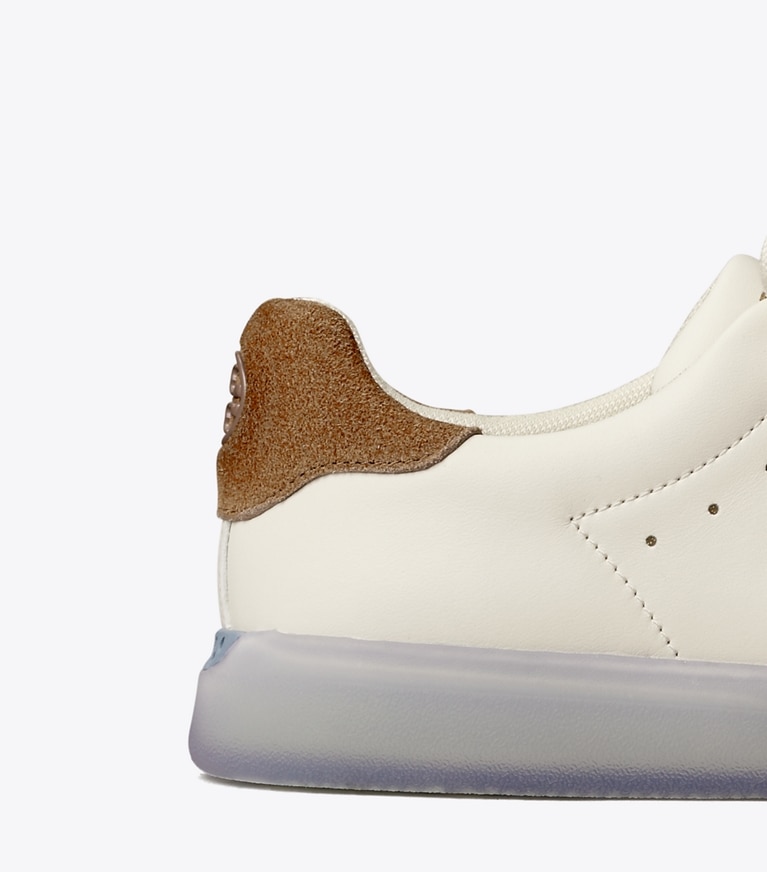 Tory Burch designer sneakers Howell Court Sneaker in NEW IVORY / TAUPE angle