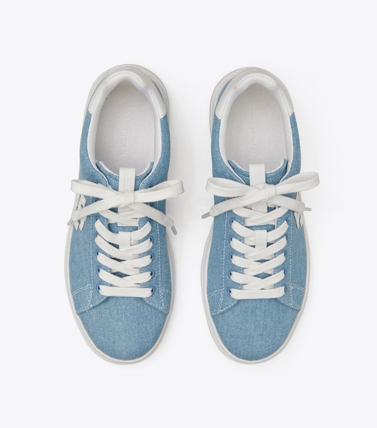 Tory Burch designer sneakers Howell Court Sneaker mit Doppel-T in DENIM / TITANIUM WHITE angle