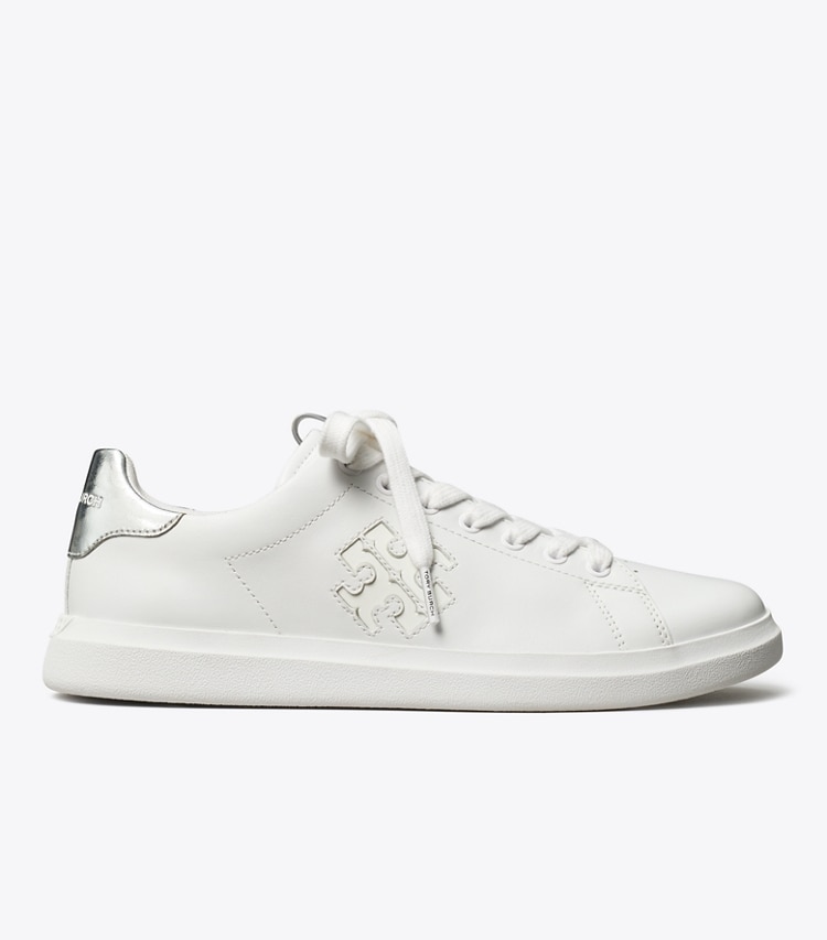 Tory Burch designer sneakers Howell Court Sneaker in Titanium White / Silver side