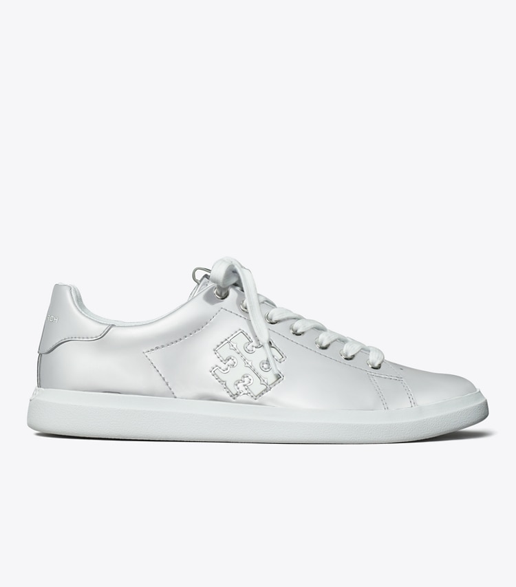 Tory Burch designer sneakers Howell Court Sneaker in ARGENTO side