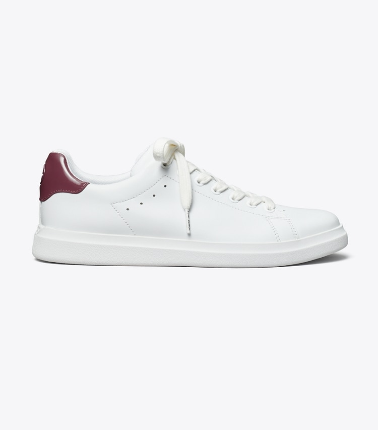 Tory Burch designer sneakers Howell Court Sneaker in Titanium White / Vintage Eggplant side