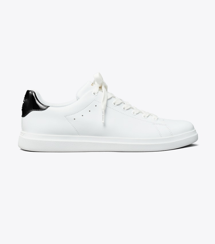 Tory Burch designer sneakers Howell Court Sneaker in Titanium White / PERFECT BLACK side