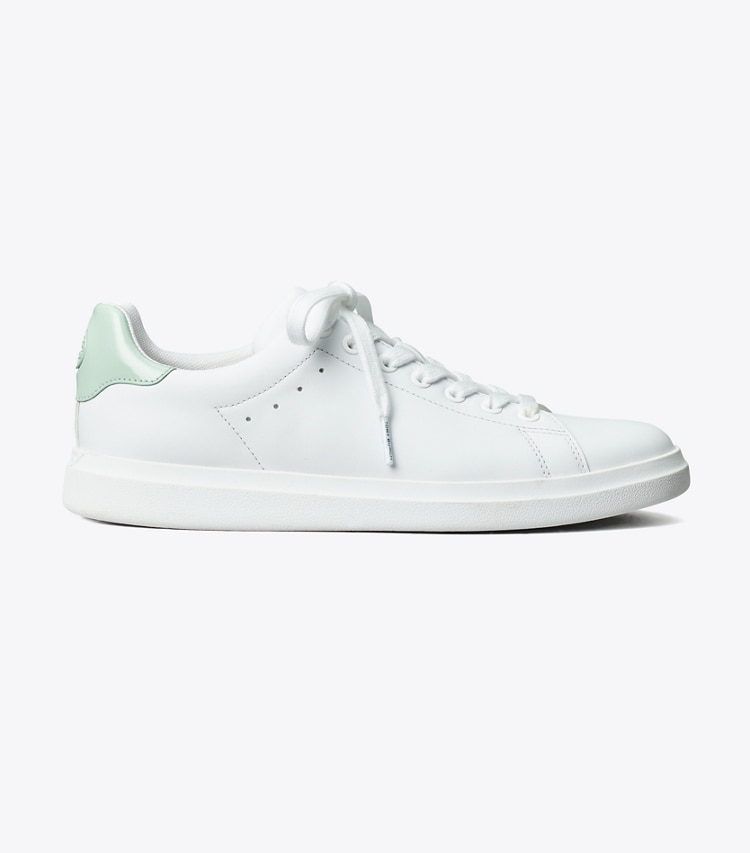 Tory Burch designer sneakers Howell Court Sneaker in Titanium White / Mint Chip side