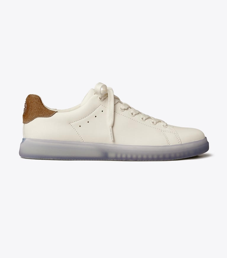 Tory Burch designer sneakers Howell Court Sneaker in NEW IVORY / TAUPE angle
