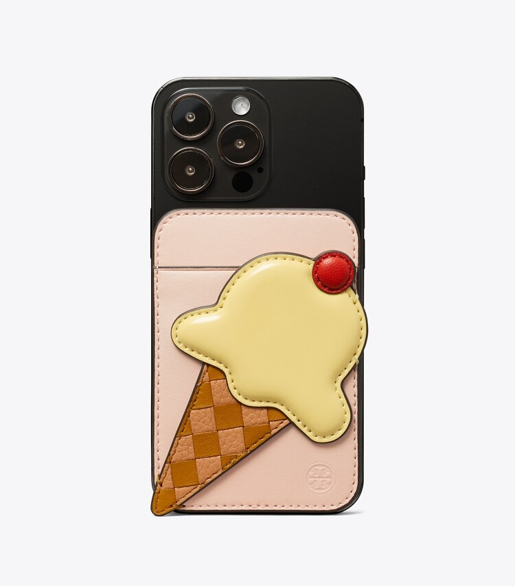 Tory Burch designer tech accessories Ice Cream Card Pocket in Pink Dawn phone