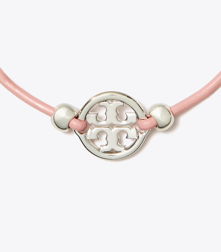 Tory Burch designer armbänder Icon Armband mit Schiebeverschluss in Tory Silver / Pink detail