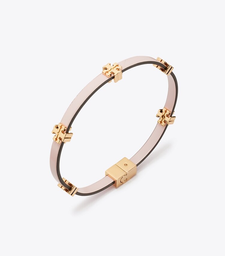 Tory Burch designer bracelets Icon Bio Bracelet in Tory Gold / Coral detail