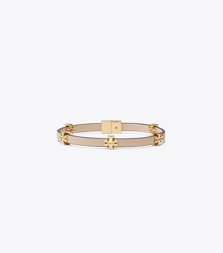 Tory Burch designer bracelets Icon Bio Bracelet in Tory Gold / Soft Pink front