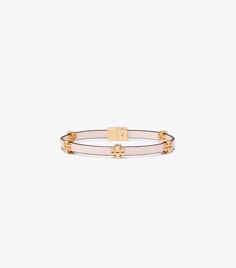 Tory Burch designer bracelets Icon Bio Bracelet in Tory Gold / Coral front