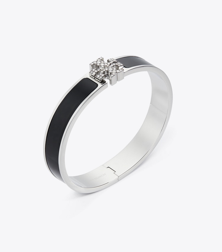 Tory Burch designer bracciali Icon Bracelet in Tory Silver / Black / Crystal dettaglio