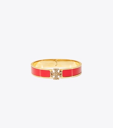 Tory Burch designer bracelets Icon Bracelet in Tory Gold / Red / Crystal front