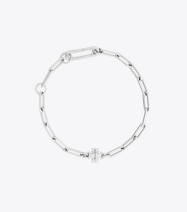 Tory Burch designer bracelets Icon Chain Bracelet in Tory Silver front