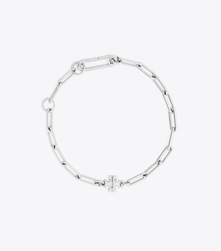 Tory Burch designer bracelets Icon Chain Bracelet in Tory Silver front