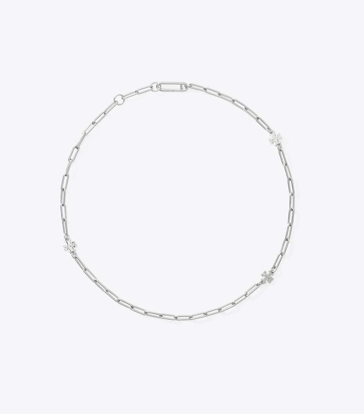 Tory Burch designer necklaces Icon Chain Necklace in Tory Silver front